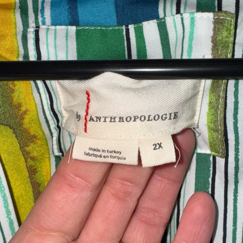 Anthropologie Green and Blue Striped Dress